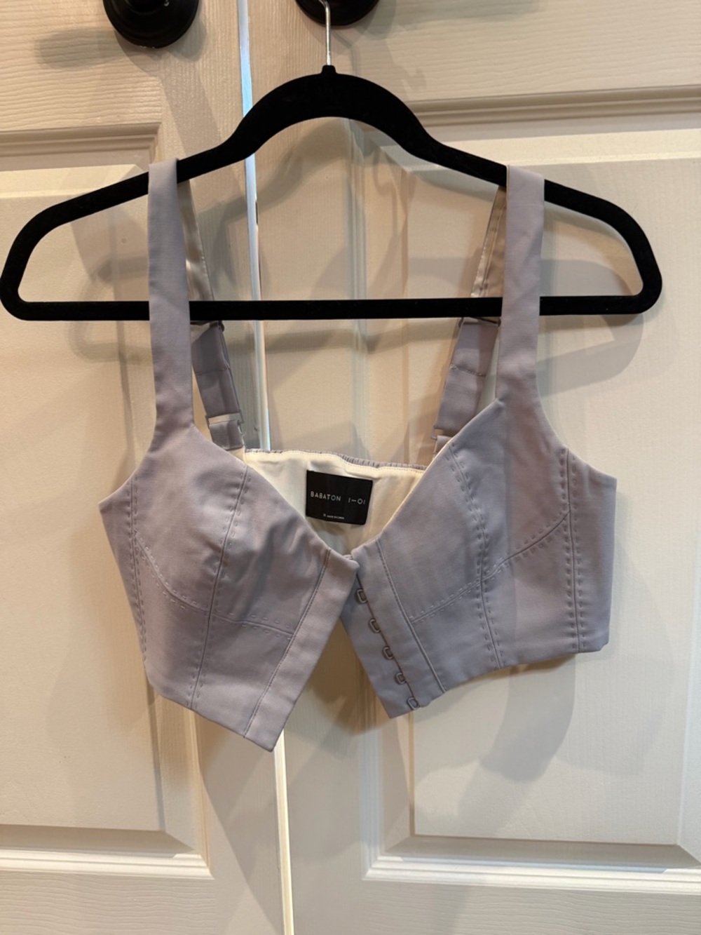 Babaton Dusty Lavender Hook-Front Bustier Crop Top
